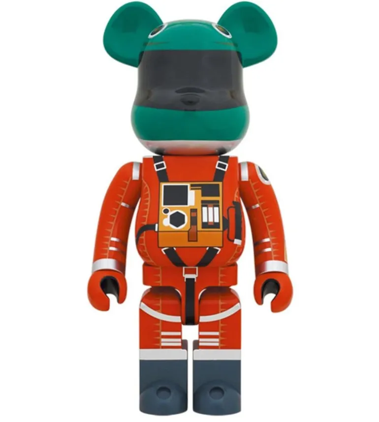 1000% Bearbrick 2001 L'Odyssée de l'Espace - Casque vert & costume orange