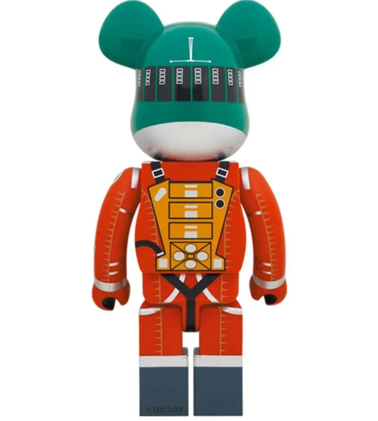1000% Bearbrick 2001 L'Odyssée de l'Espace - Casque vert & costume orange